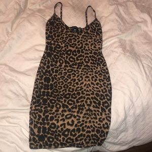 Leopard Print Strappy Plunge Bodycon dress